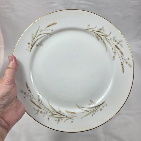 FOUR Fine China of Japan Golden Harvest Dinner Plates Gold Wheat Sprays on Rim - Picture 2 of 13